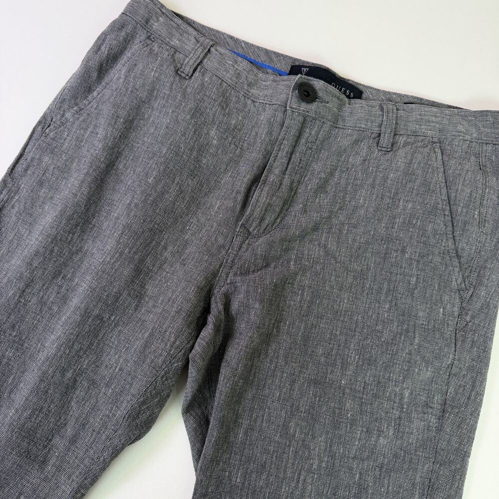 Guess Classic Fit Pants Men's 33 Gray Linen Cotton Straight Leg Office Career